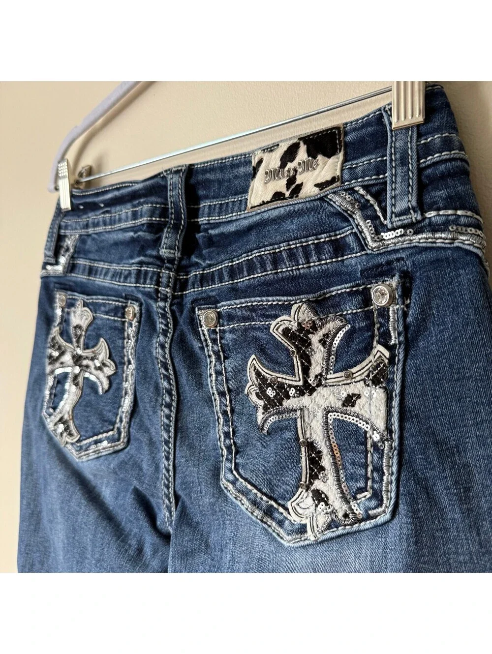Miss Me Jeans Size 29 Bootcut Y2K Embellished Cross Pocket Bling Western 30/31